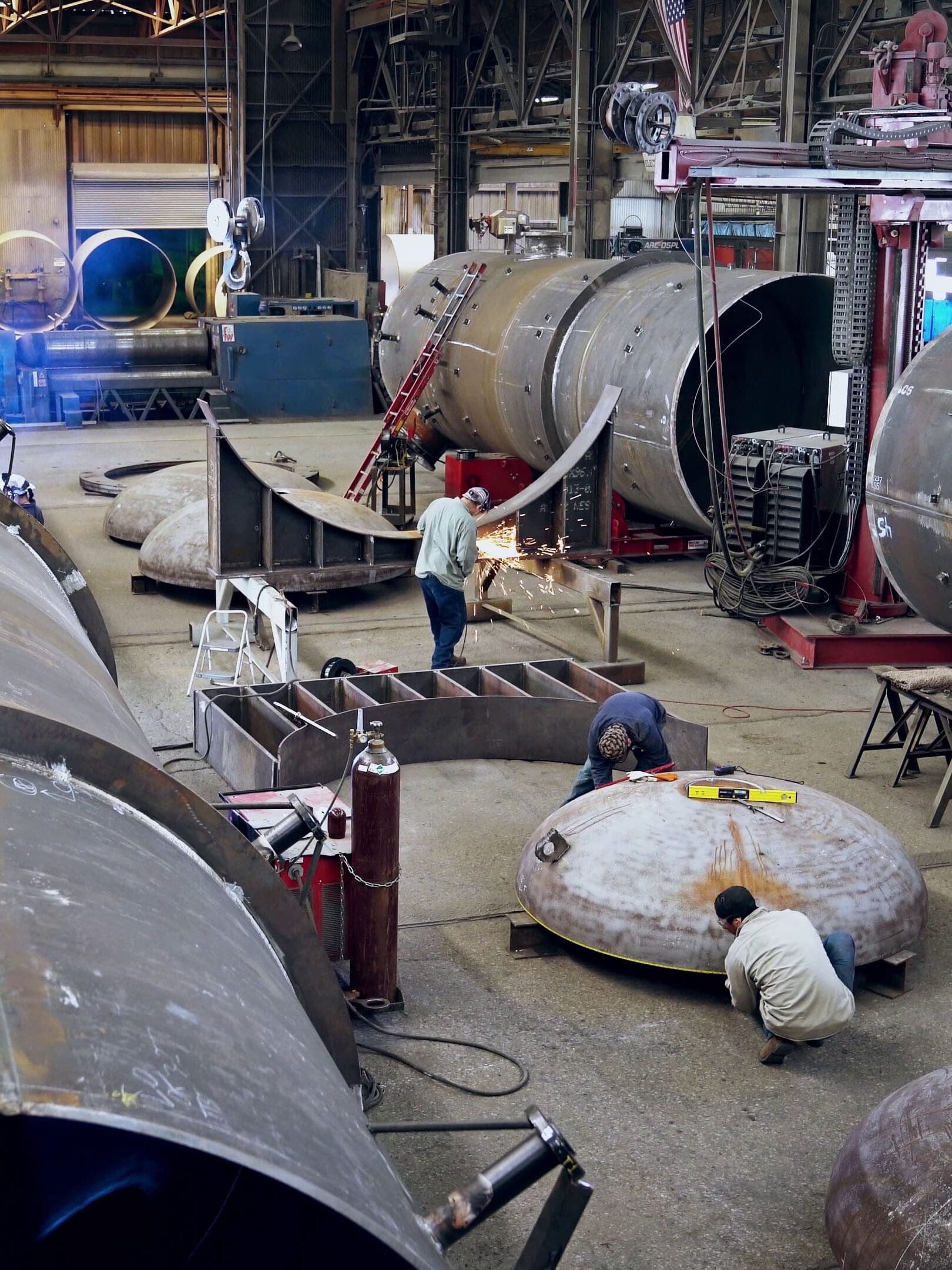 mechanical team in the warehouse working on scope of project