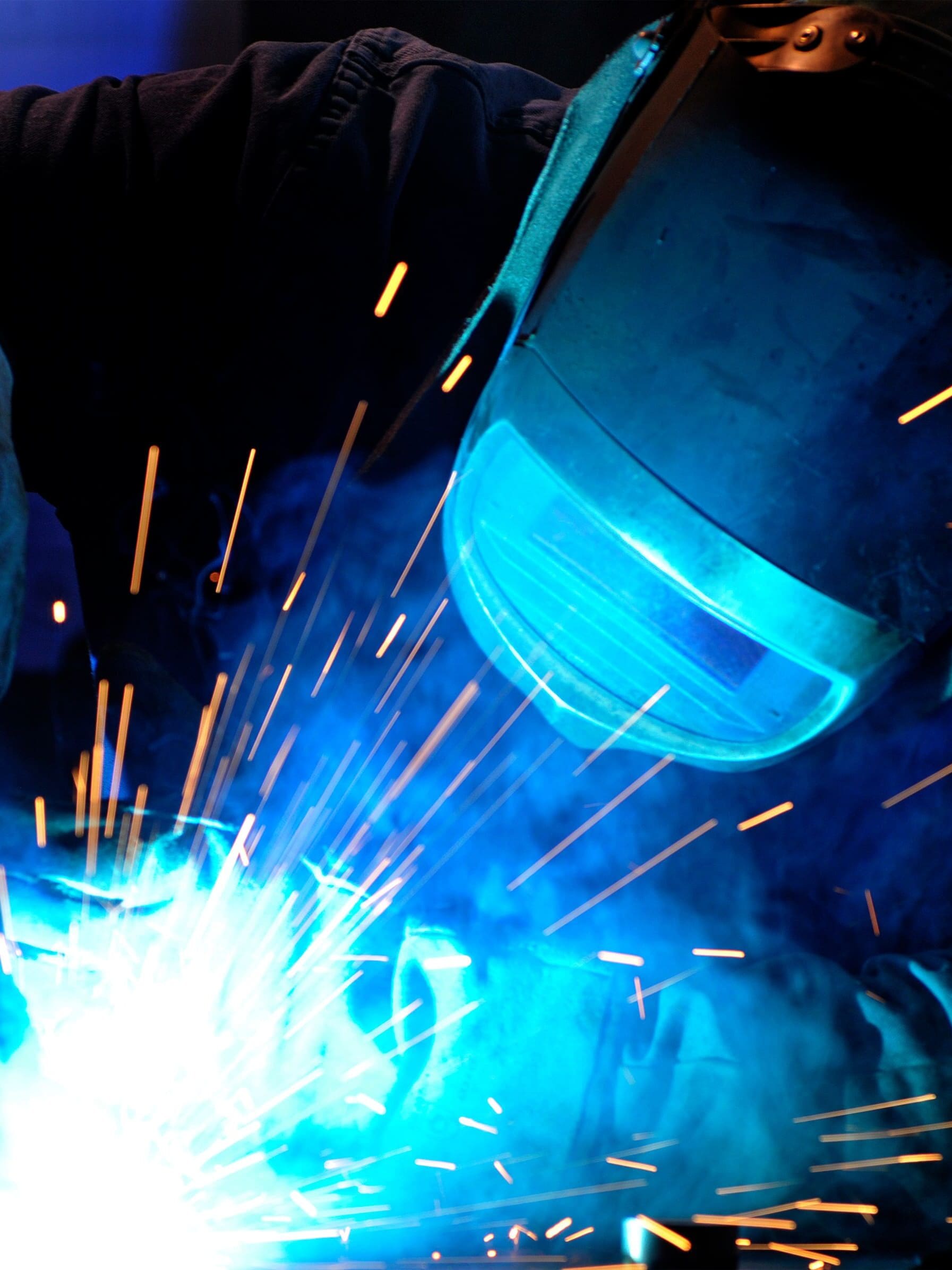 blue glow from welder
